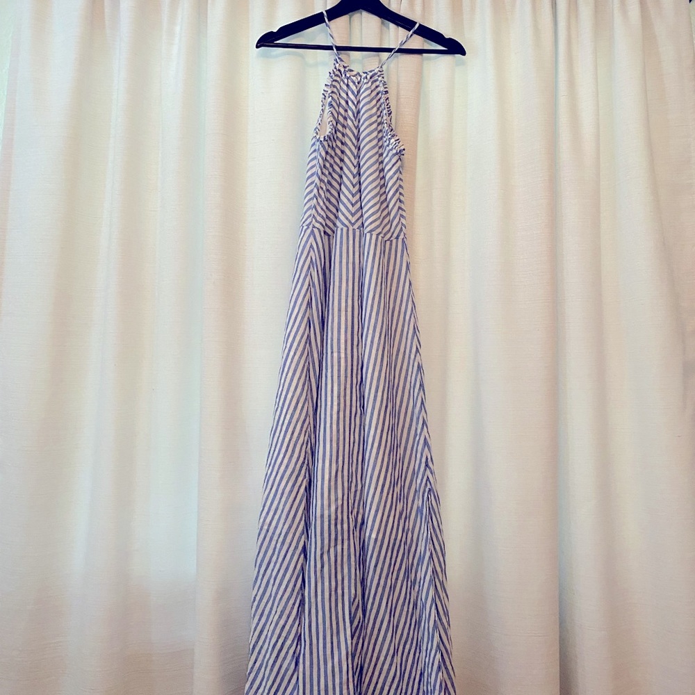 Blue and White Stripped Maxi Dress